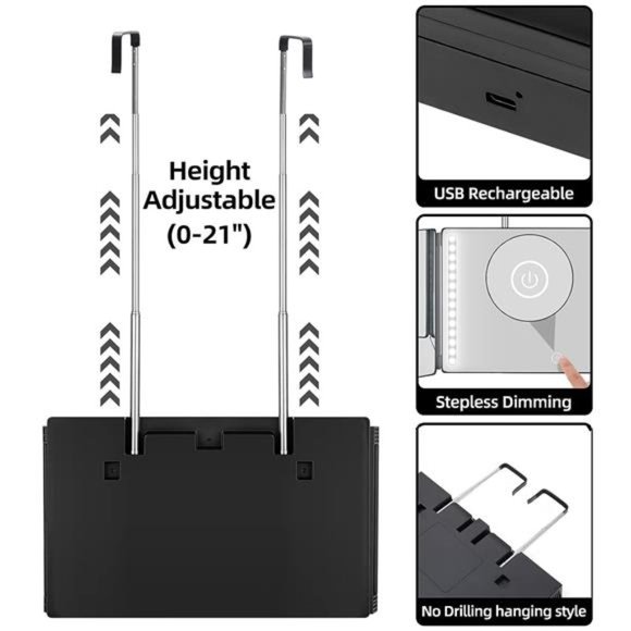 Rechargeable 3 Way Mirror, Real Glass Adjustable Trifold Mirror with Light - Picture 4 of 6